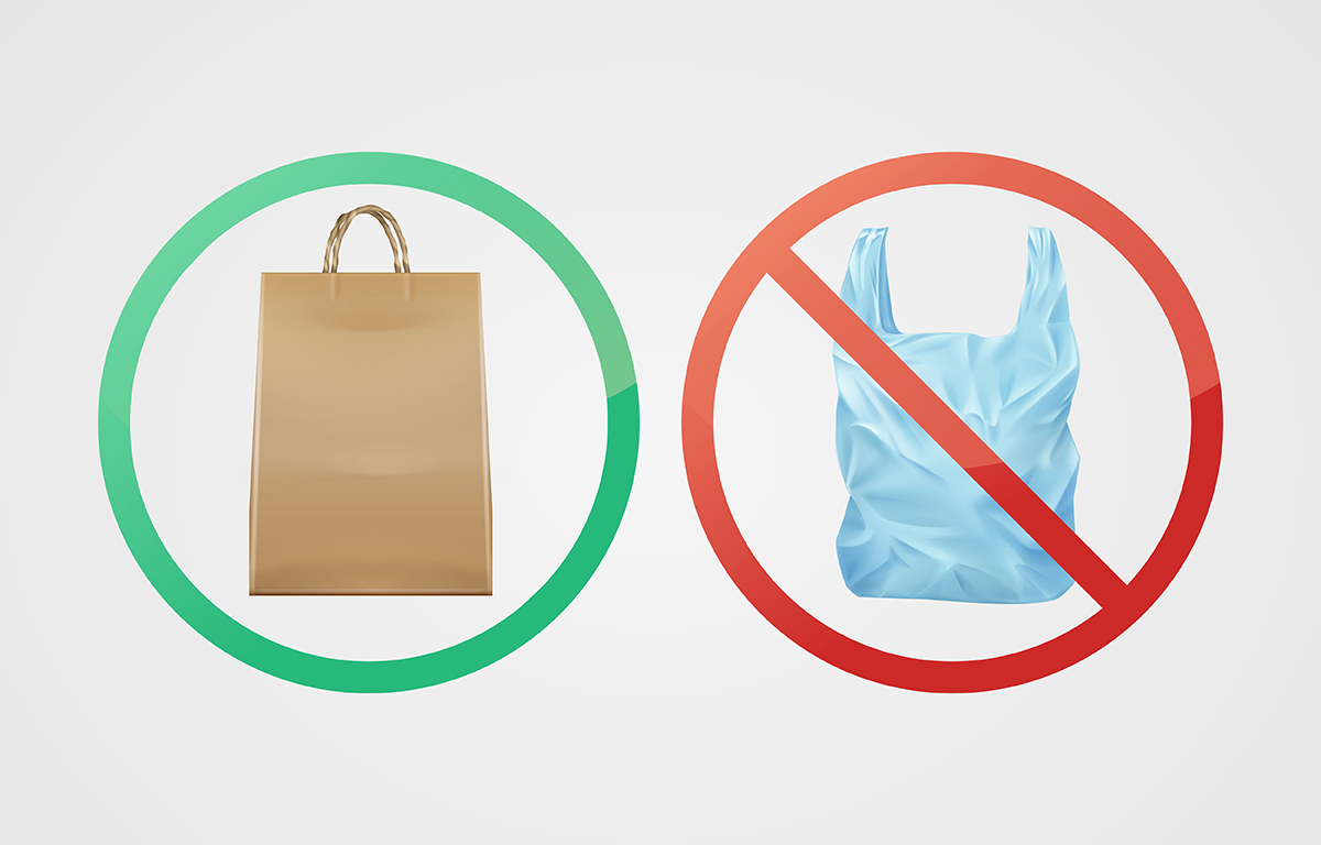 Choosing paper bags instead of plastic bags